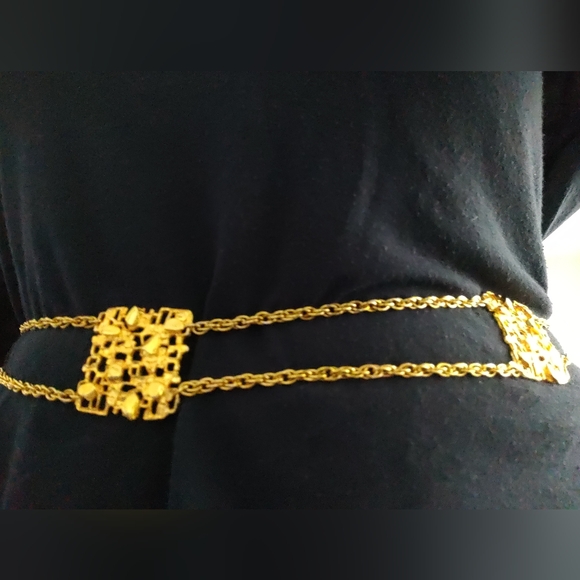 Vintage Modernist Brutalist Plate Chain Belt - Picture 4 of 11